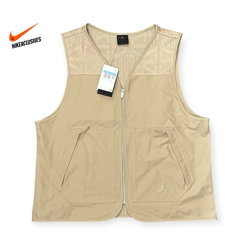 Nike Air Jordan Men's beige Gilet Full Zip Utility Vest HF9327 257 classic